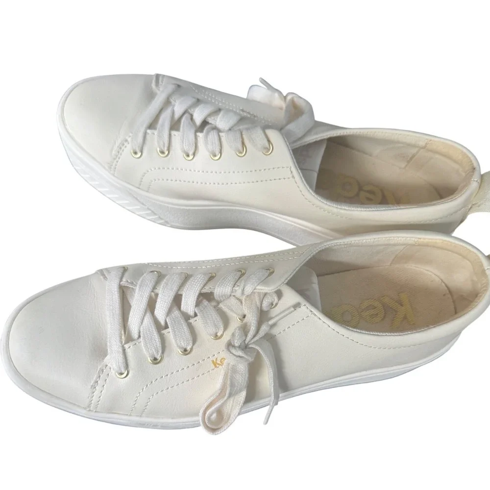 Keds Sklyers Light Cream Leather‎ Platform Heel Sneakers Size 9.5